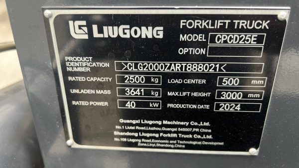 XE NÂNG DẦU 2.5 TẤN LIUGONG- CPCD25E-09